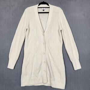 Cabi Cardigan Sweater Womens Medium Cream Long Button Front Knit 4099